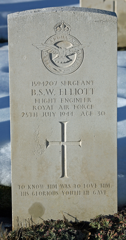 Sgt Bernard Stanley Winskill Elliott<br /><br /><br />died on active duty - July 25th, 1944